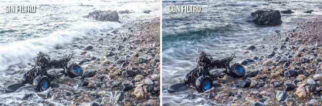 Comparativa de la diferencia con filtro y sin filtro